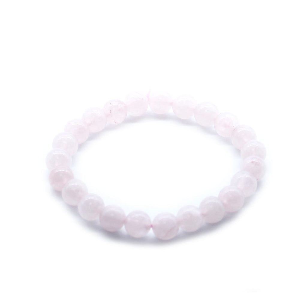 Bracelet élastique en quartz rose, perles de 8 mm