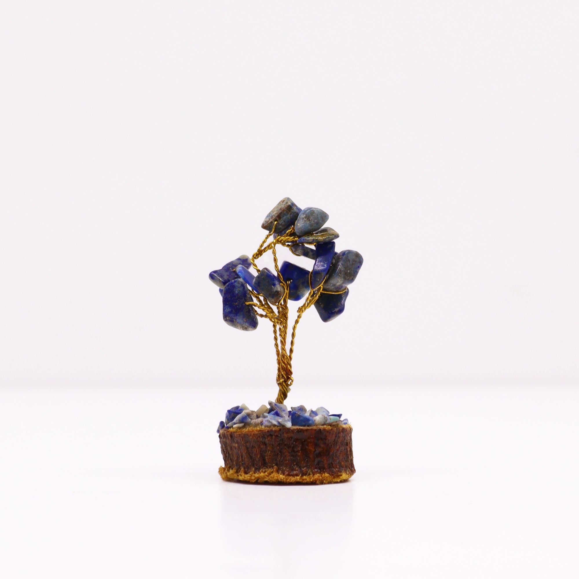 Mini Arbres en Pierres Précieuses sur Socle en Bois – Sodalite (15 pierres)