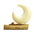 * Lampe DriftGlow – Abat-jour lune gris craquelé et pied en bois flotté