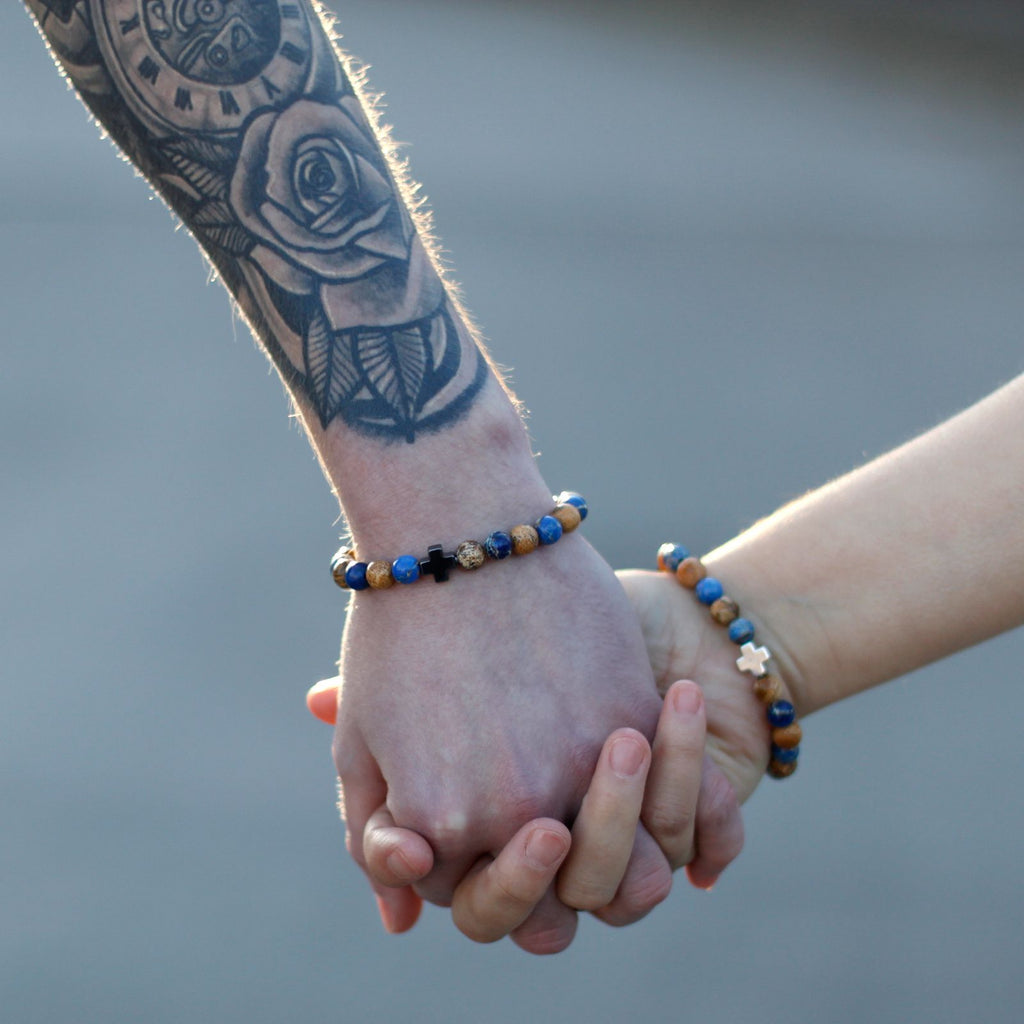 Lot de 2 bracelets d’amitié « Amour » en améthyste et quartz rose