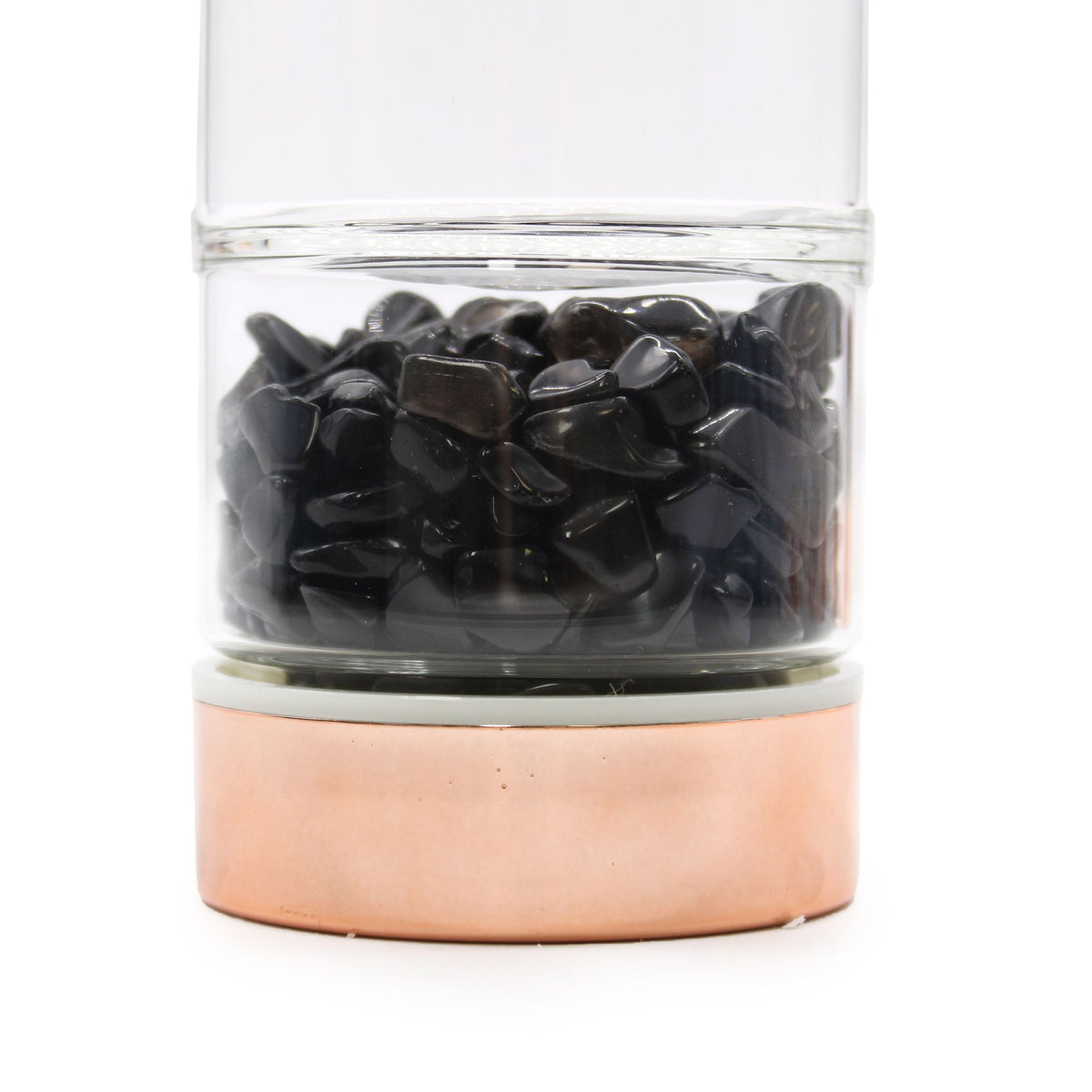 * Bouteille à thé en verre avec infuseur et onyx noir – Or rose – 500 ml