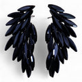 * Boucles d’oreilles ailes d’ange en verre vintage – Noir de jais