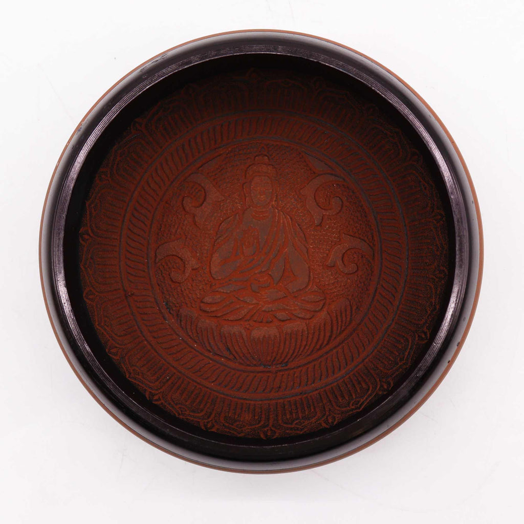 * Bol chantant en poudre de terre – Bouddha Om, teinte argile – 16 cm