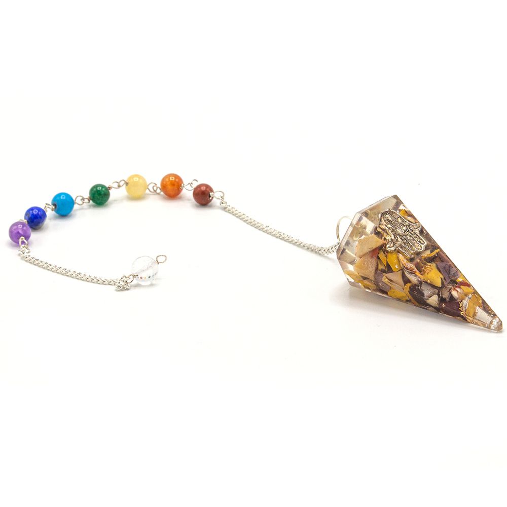 * Pendule chakra en orgonite – Hamsa (Main de Fatma)