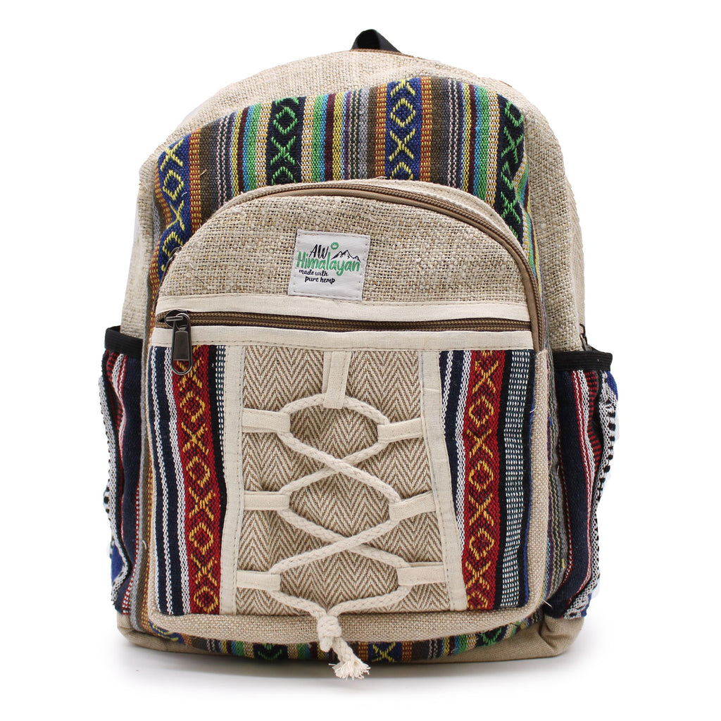 Petit Sac à Dos en Chanvre – Style Corde & Poches | Artisanal Népal