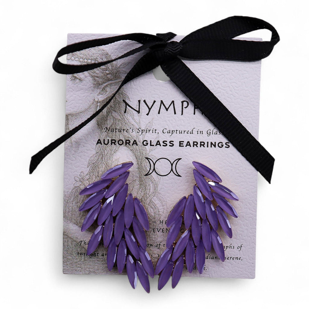 * Boucles d’oreilles ailes d’ange en verre vintage – Lavande