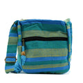 Grand Sac Sling Népalais – Prairies Printanières Vert & Bleu | Sangle Réglable | Artisanal