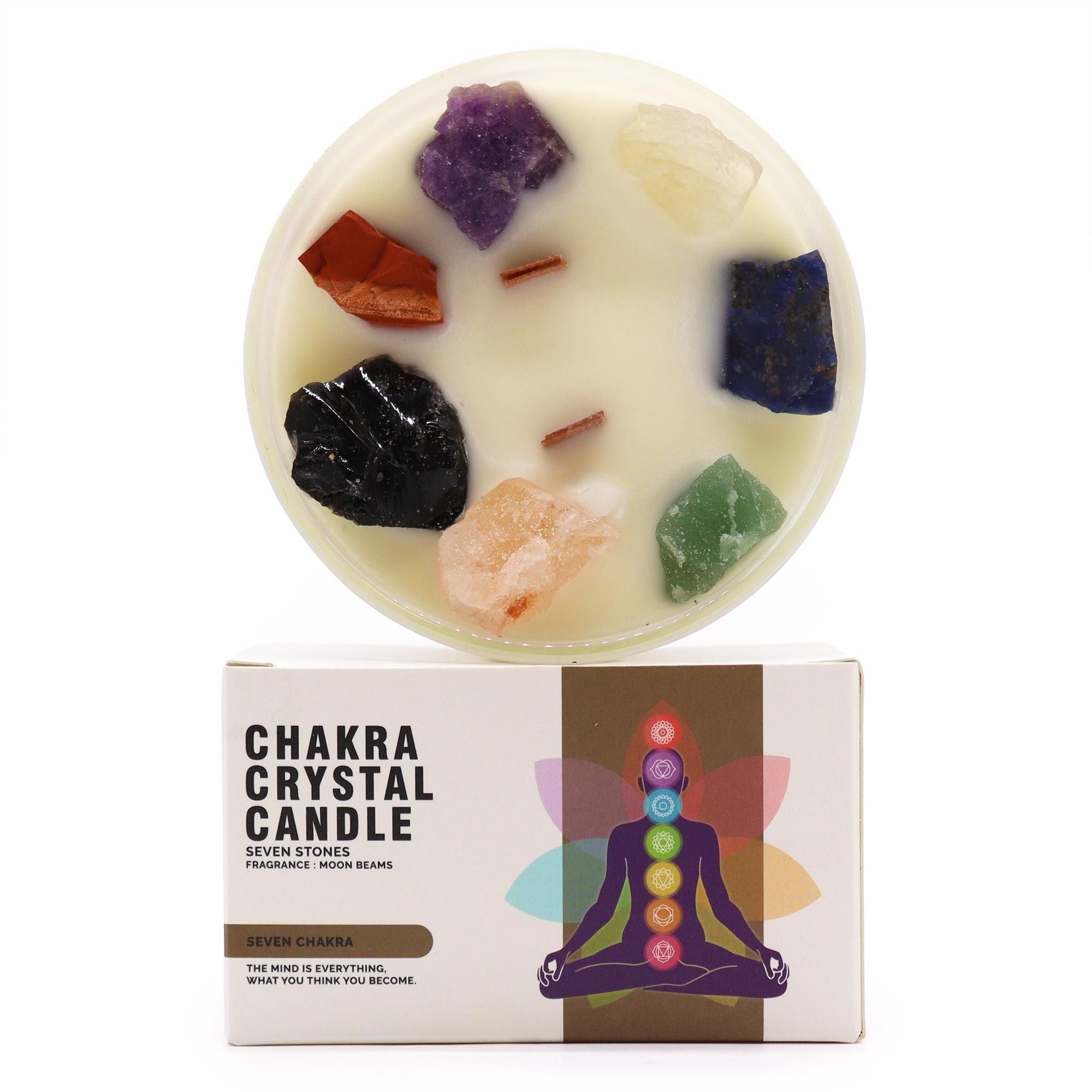 Grande Bougie Cristal Chakras – Sept Chakras