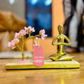 Jardin de Yoga en Quartz Rose - Posture Namaste - Arbre Incliné - 100 Éclats