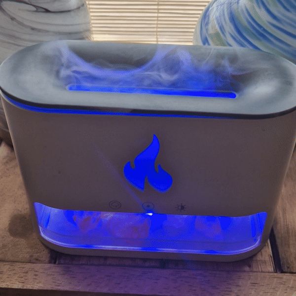 * Diffuseur aromatique Blaze – Compartiment à sel de l’Himalaya, USB-C et effet flamme (sel inclus)