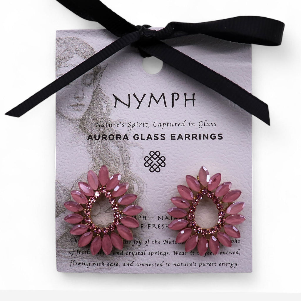 * Boucles d’oreilles créoles en verre vintage rose pâle