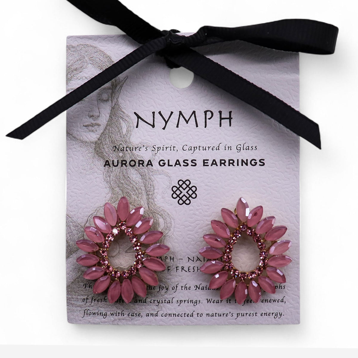 * Boucles d’oreilles créoles en verre vintage rose pâle