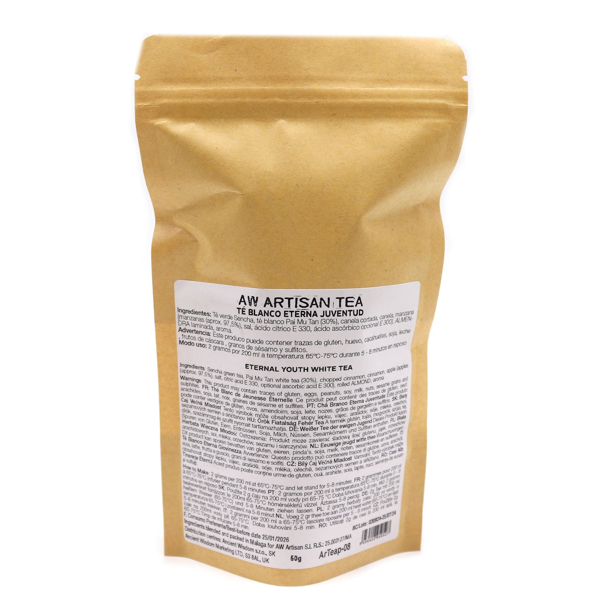 Élixir Éternel 50g – Thé Blanc Jeunesse Éternelle Sencha & Pai Mu Tan | Sachet Artisanal