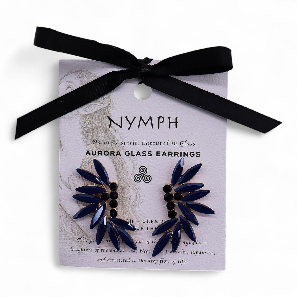 * Boucles d’oreilles fées en verre vintage – Bleu royal
