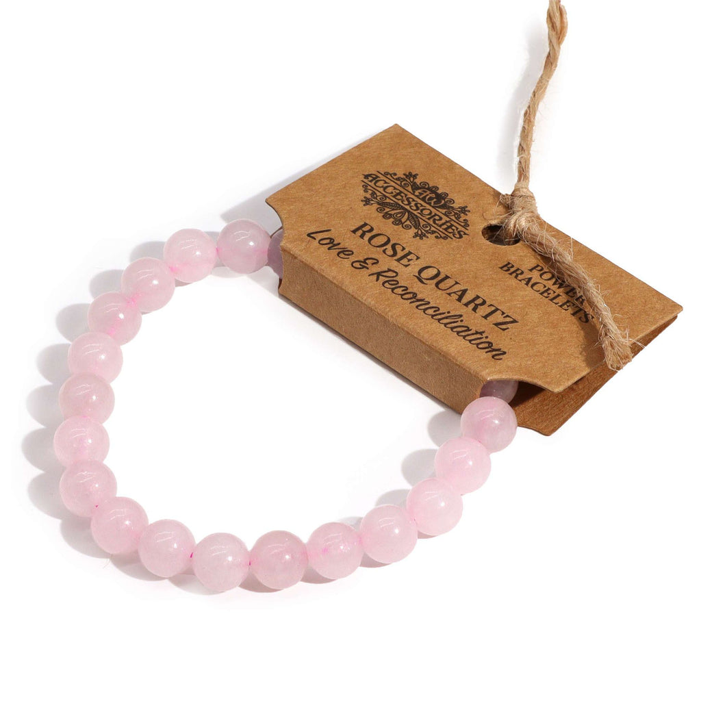 Bracelet élastique en quartz rose, perles de 8 mm