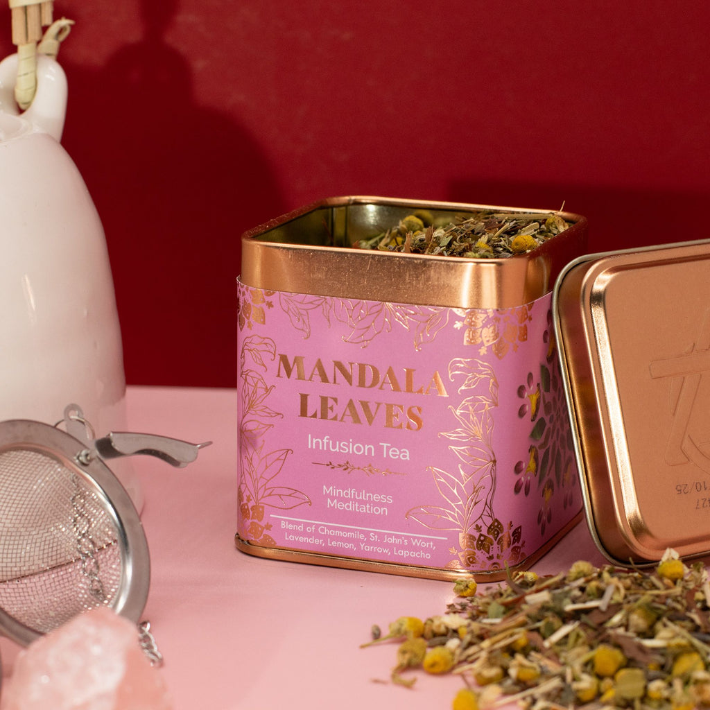Thé Méditation Pleine Conscience 50g – Camomille Lavande Mélisse Millepertuis | Boîte Métallique