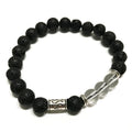 * Bracelet tribal en pierre de lave et cristal de roche