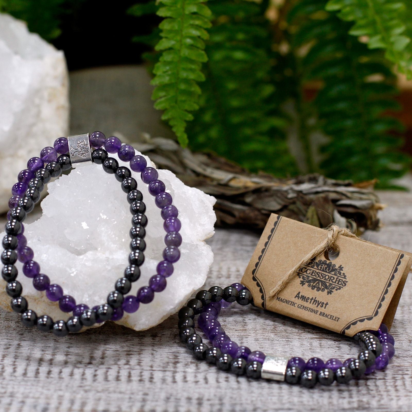 Bracelet Magnétique en Pierres Naturelles – Améthyste