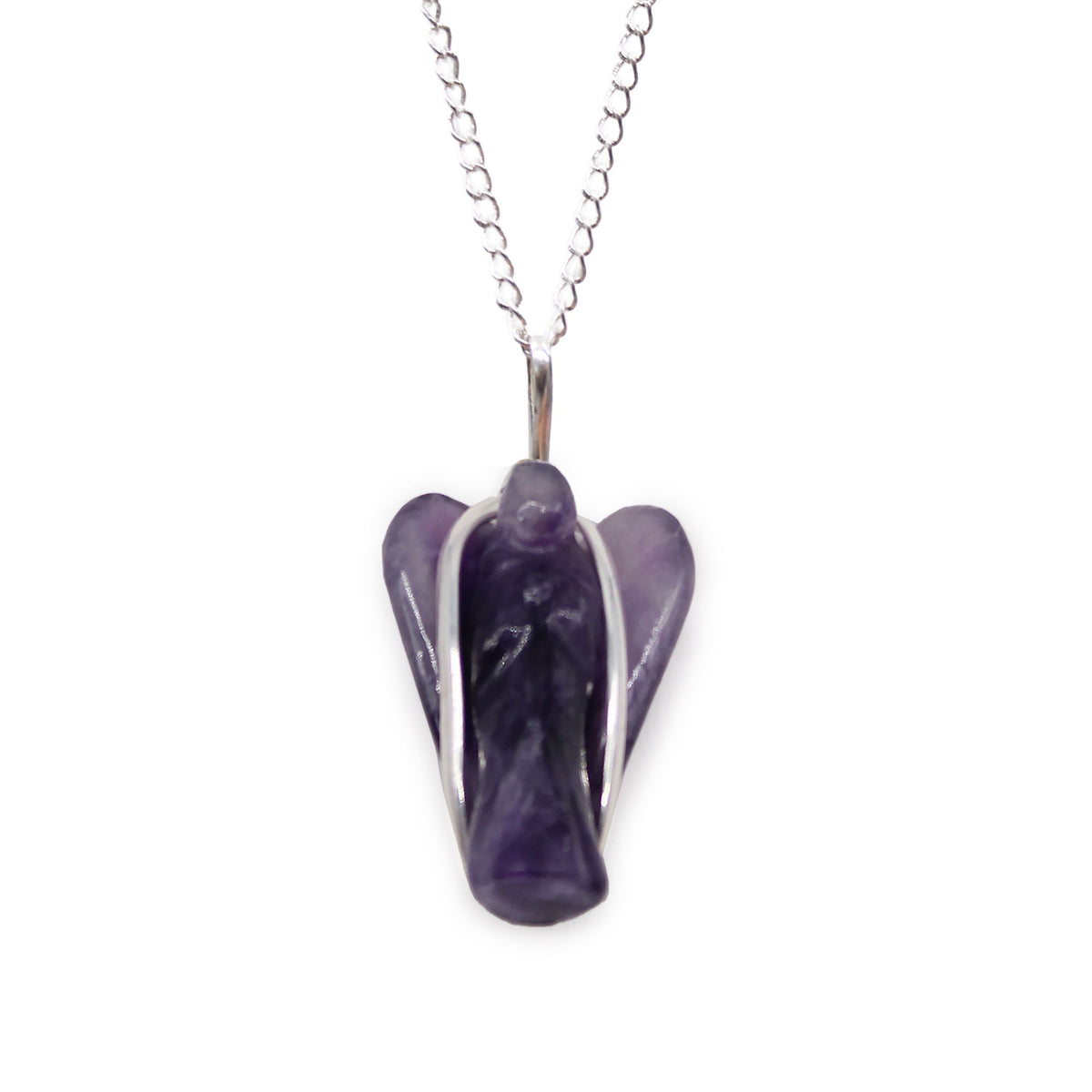 Pendentif ange gardien en améthyste - avec chaîne