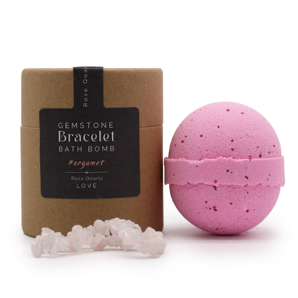 Bombe de bain bergamote et sel marin avec bracelet en quartz rose