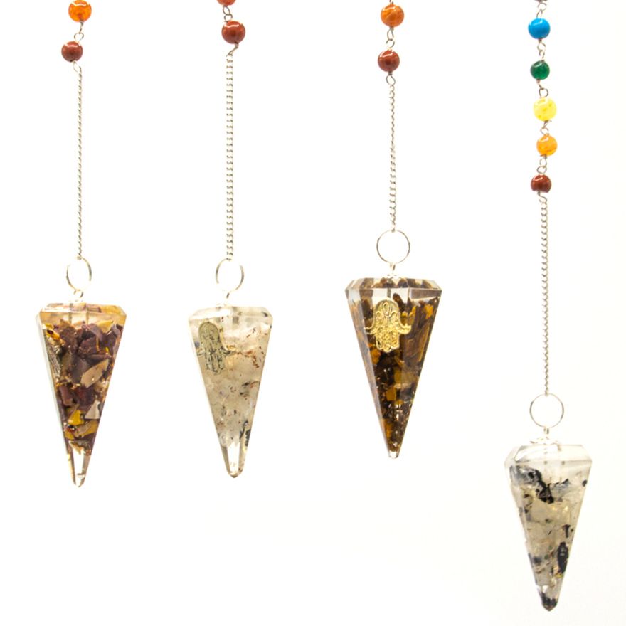* Pendule chakra en orgonite – Hamsa (Main de Fatma)