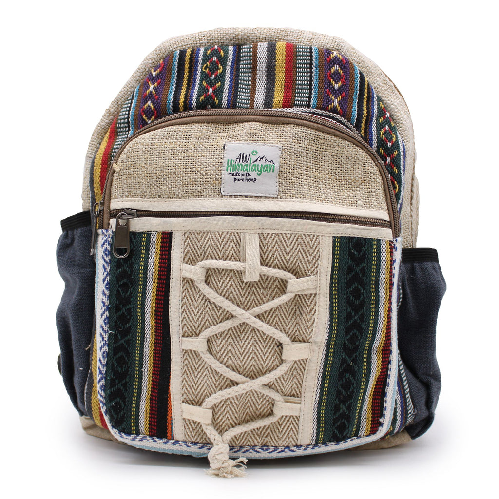 Petit Sac à Dos en Chanvre – Style Corde & Poches | Artisanal Népal