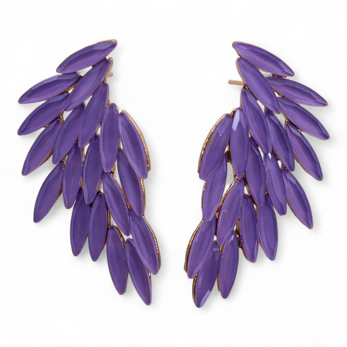 * Boucles d’oreilles ailes d’ange en verre vintage – Lavande