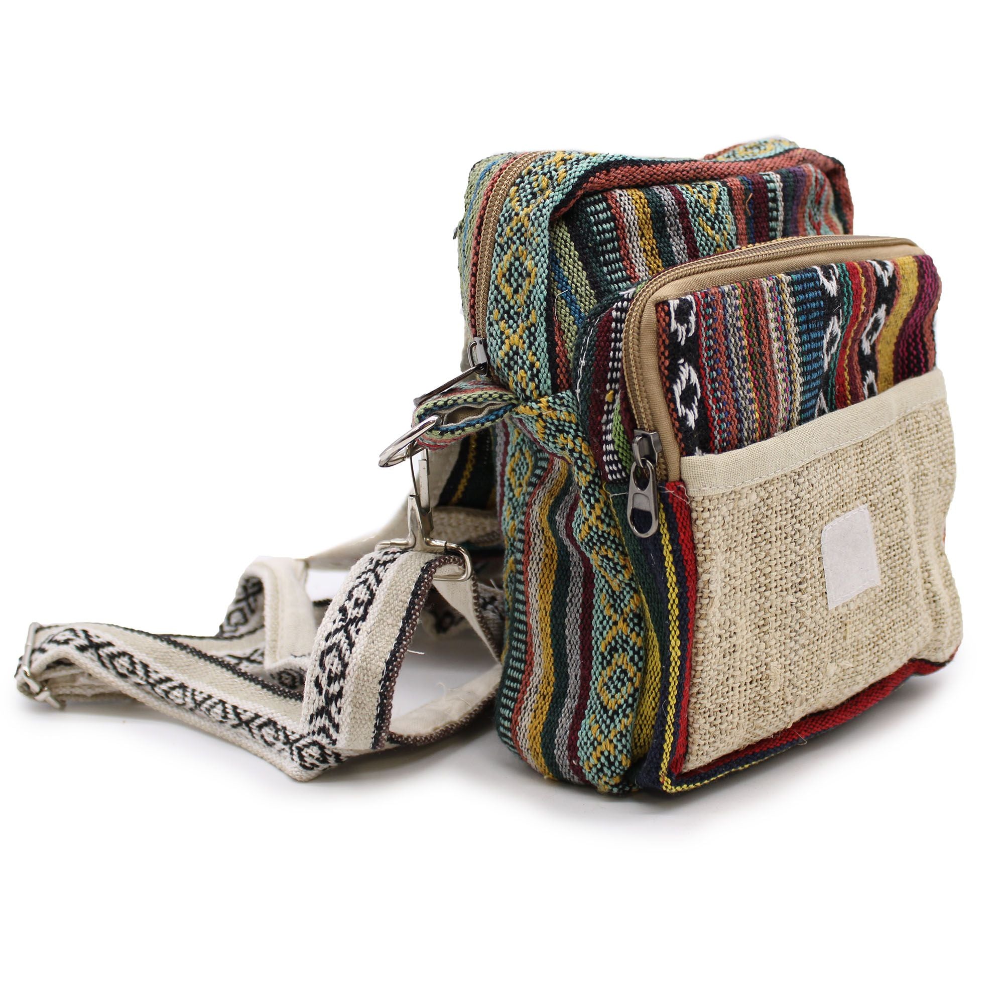 Sac de Voyage Body-Cross en Chanvre Naturel & Jhari — Artisanal Népalais