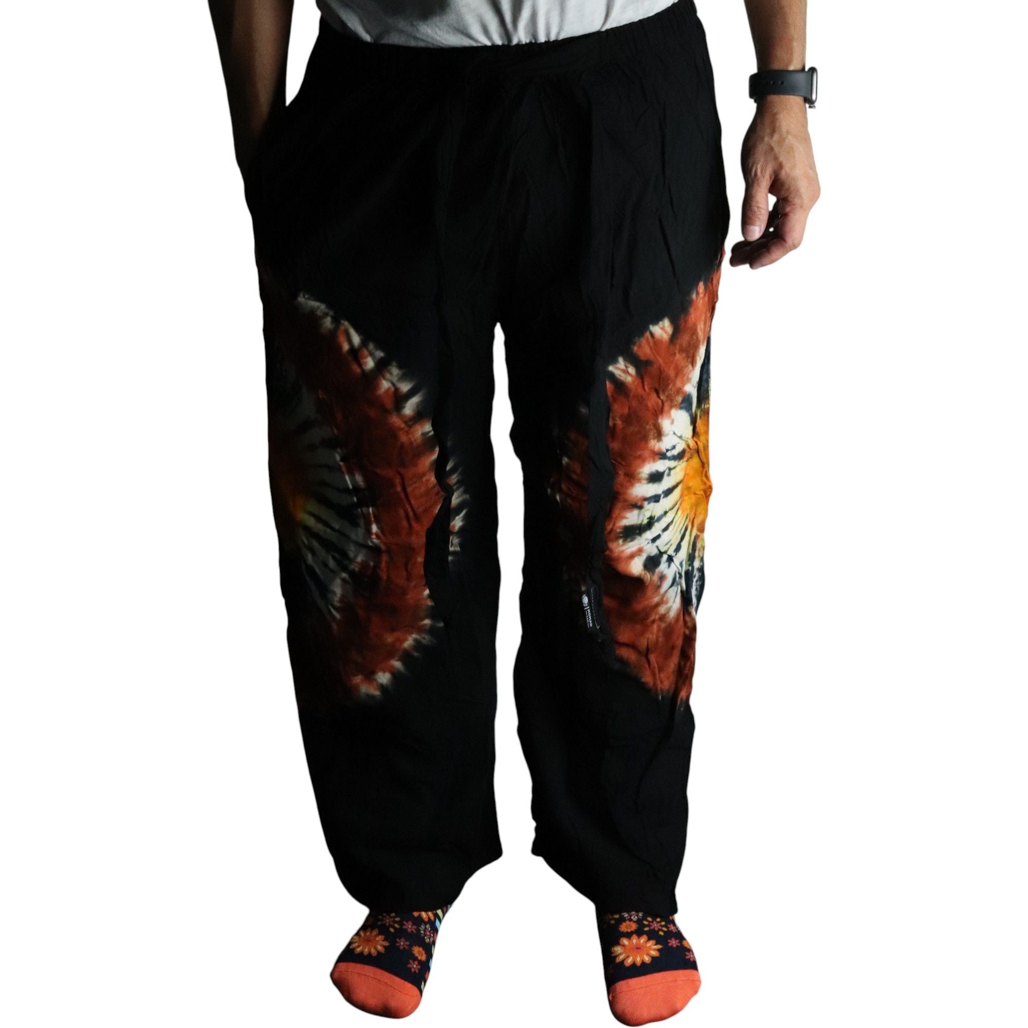 Pantalon de Détente Style Japonais – Noir Chocolat & Orange – L