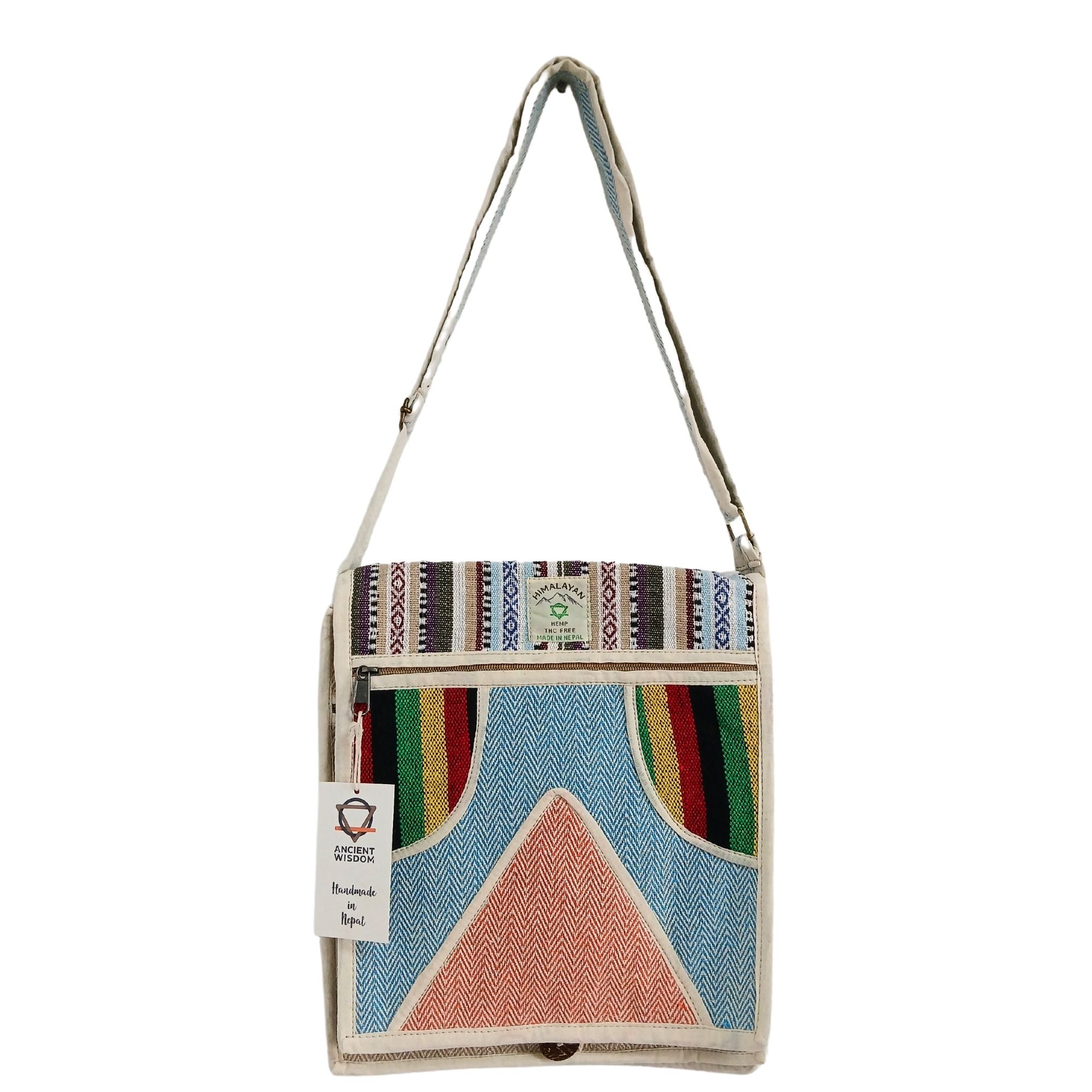 Sacoche Ordinateur Portable en Chanvre – Triangle | Messenger Artisanal Népal