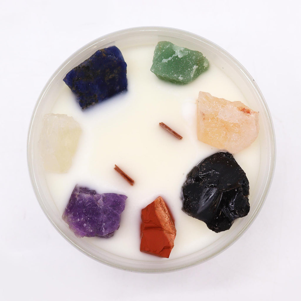 Grande Bougie Cristal Chakras – Sept Chakras
