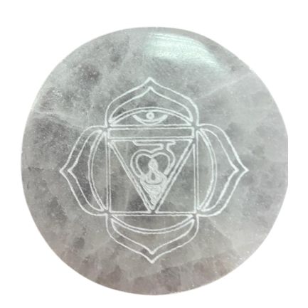 Lot de 7 plaques de rechargement en sélénite, motifs chakras