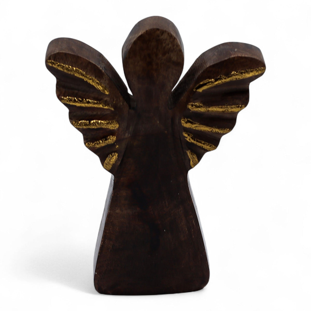 * Petit ange en bois de manguier – Décor doré