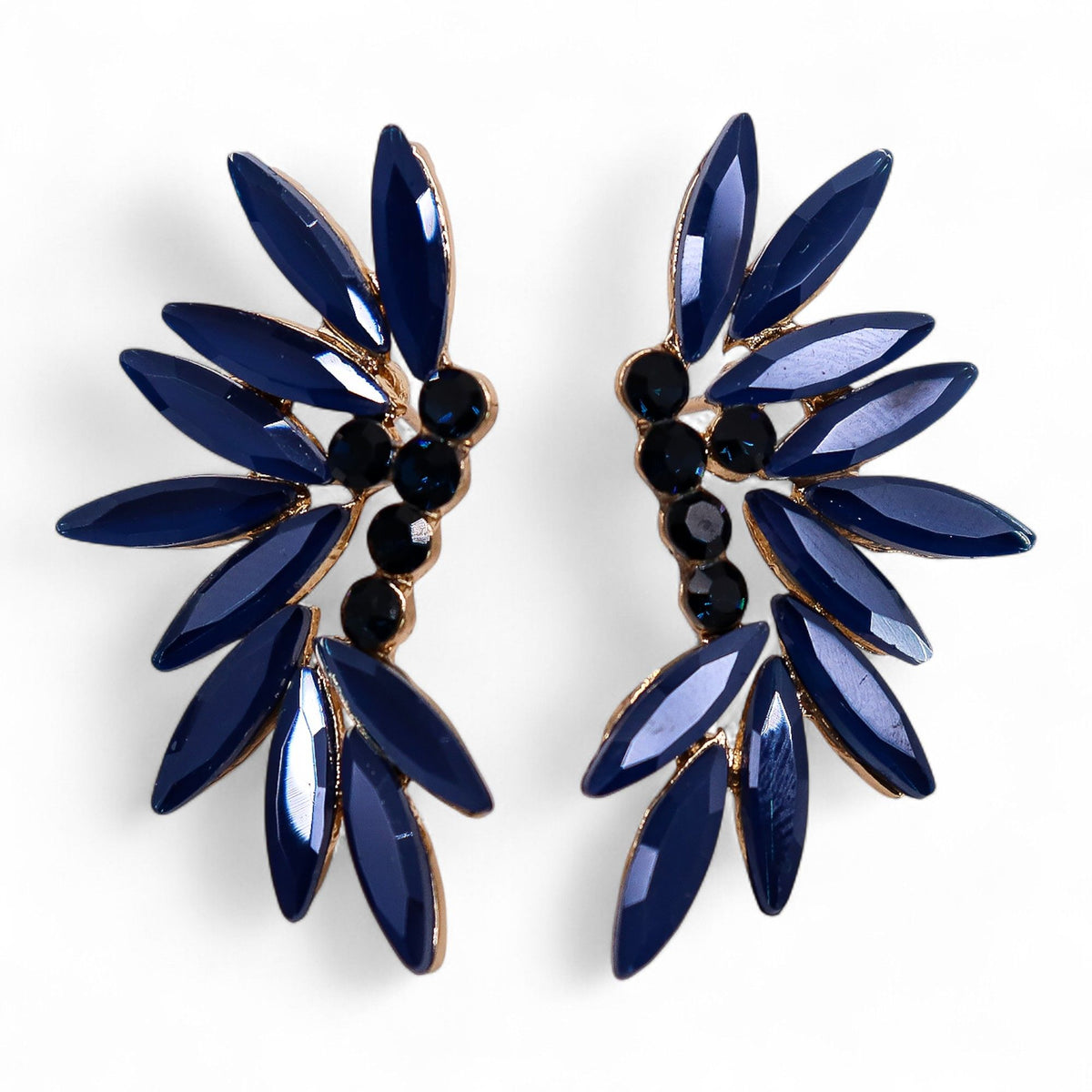 * Boucles d’oreilles fées en verre vintage – Bleu royal