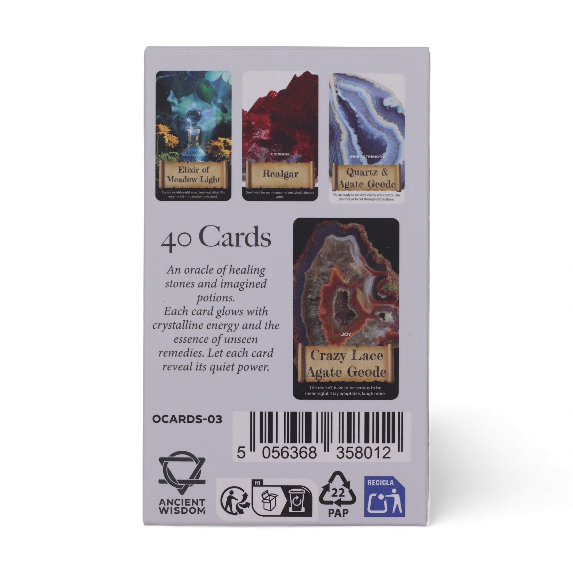 Cartes Oracle Cristaux & Élixirs – Jeu d'Énergie de Guérison 40 Cartes