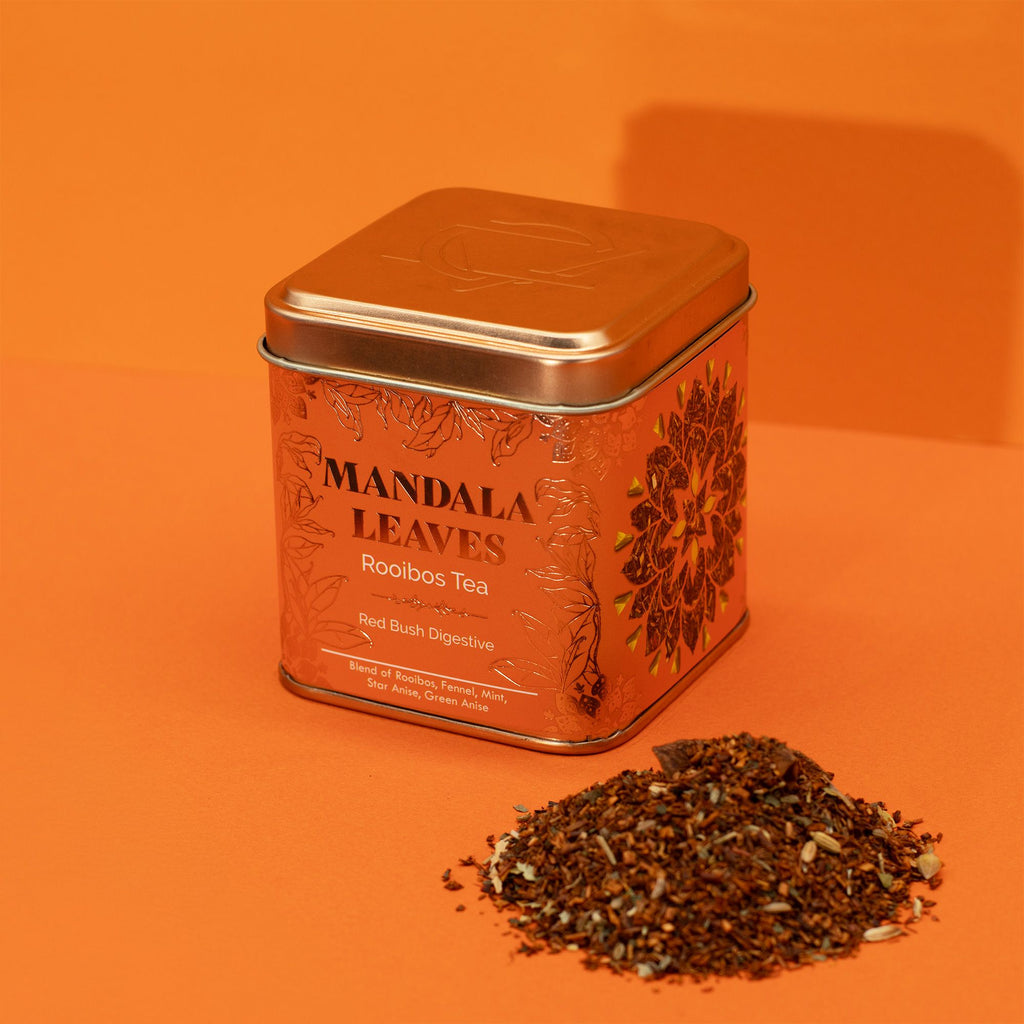 Thé Red Bush Digestive 50g – Infusion Rooibos Fenouil Menthe Anis | Boîte Métallique