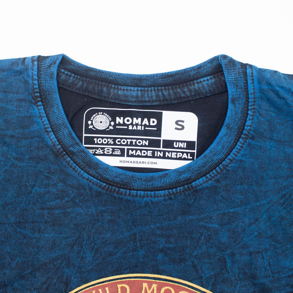 * T-Shirt en Coton Délavé Nomad Sari – Stay Wild Moon Child – Bleu – S