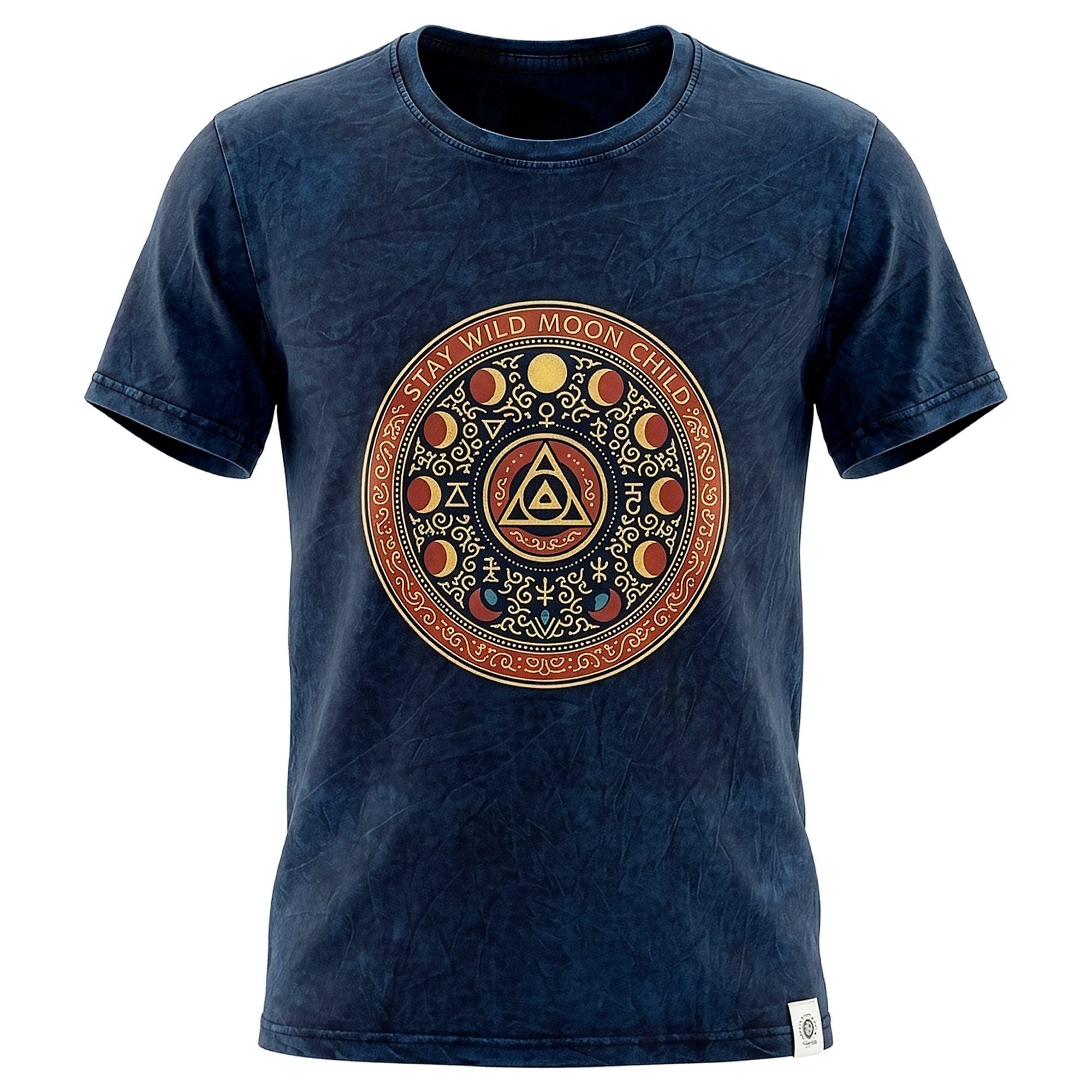 * T-Shirt en Coton Délavé Nomad Sari – Stay Wild Moon Child – Bleu – XL