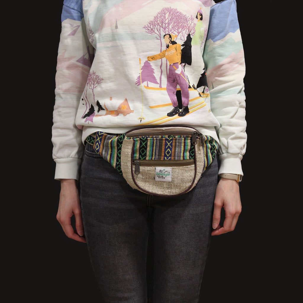 Sac Banane Chanvre & Coton Design Aléatoire — Artisanal Népalais Unique