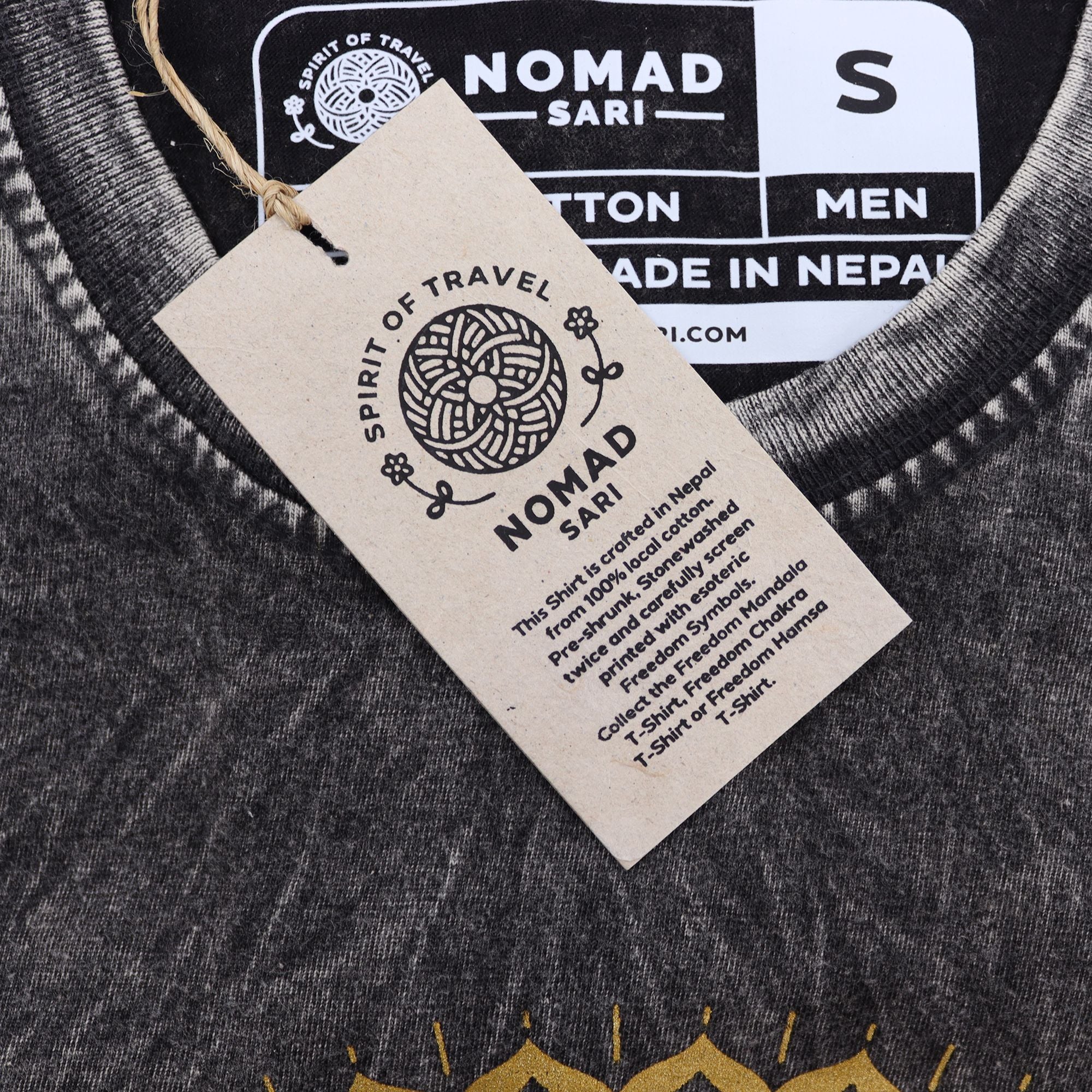 * T-Shirt en Coton Délavé Nomad Sari – Mandala – Gris Foncé – S