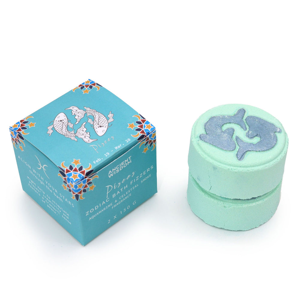 * Coffret de Galets de Bain Effervescents du Zodiaque avec Horoscope – Poissons