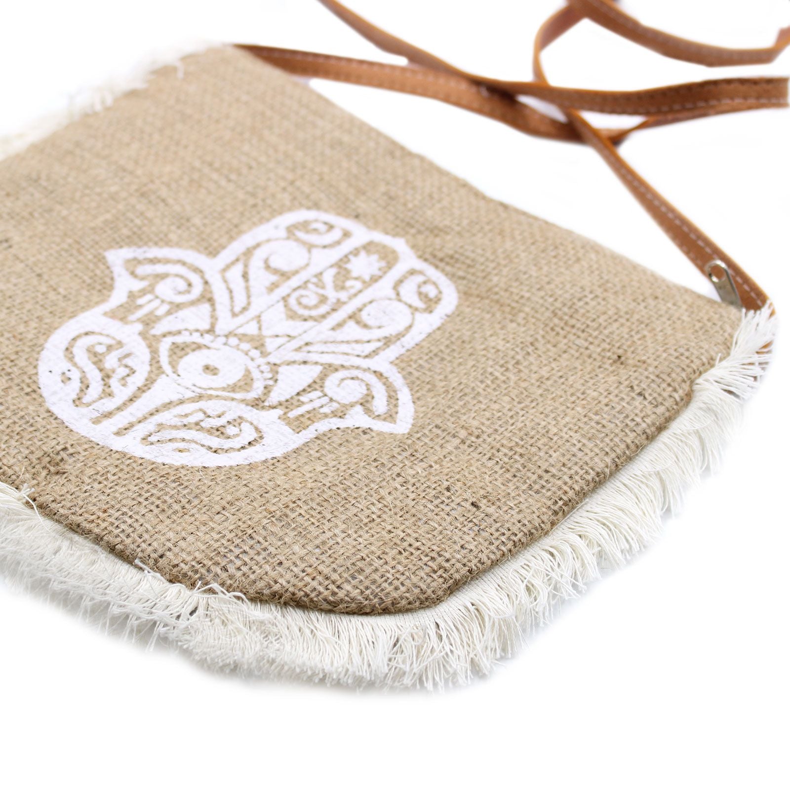 Sac en Jute Brodé Main de Fatima (Hamsa) | Artisanat Balinais | Style Bohème & Spirituel
