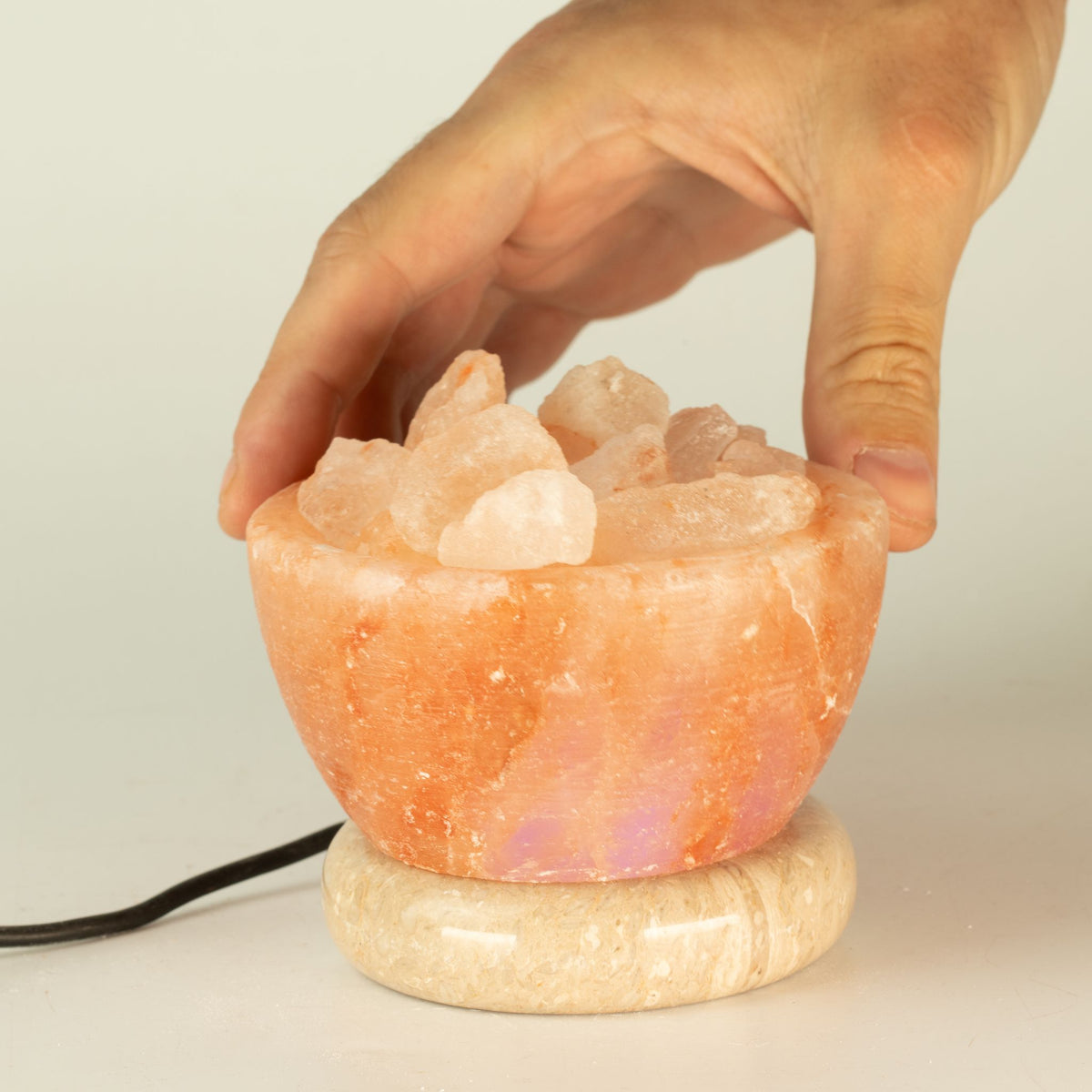 * Lampe en sel de l’Himalaya USB en forme de bol, lumière multicolore