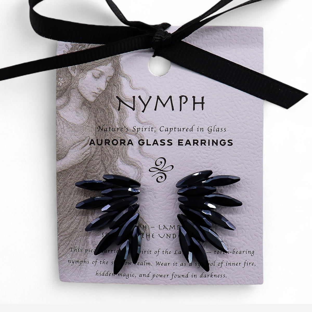 * Boucles d’oreilles fées en verre vintage – Noir de jais