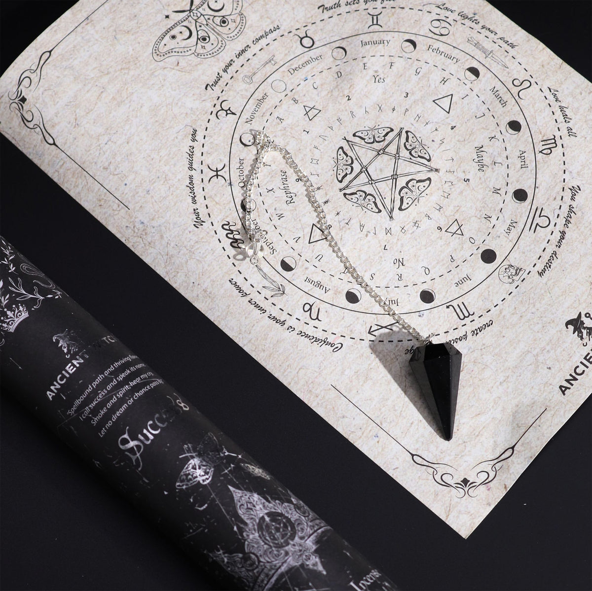 Encens rituel Ancient Witch – Réussite – Pendule en obsidienne noire