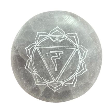 Lot de 7 plaques de rechargement en sélénite, motifs chakras