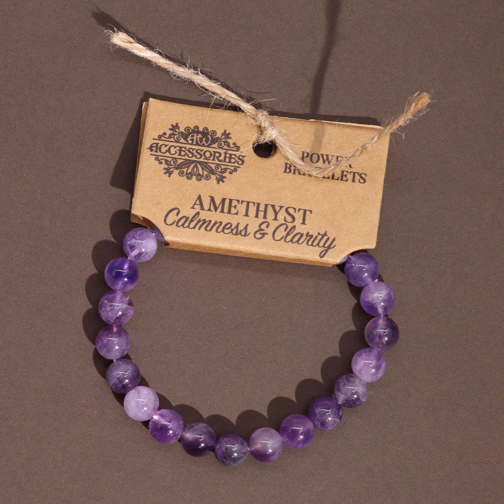 Bracelet extensible en améthyste 8 mm