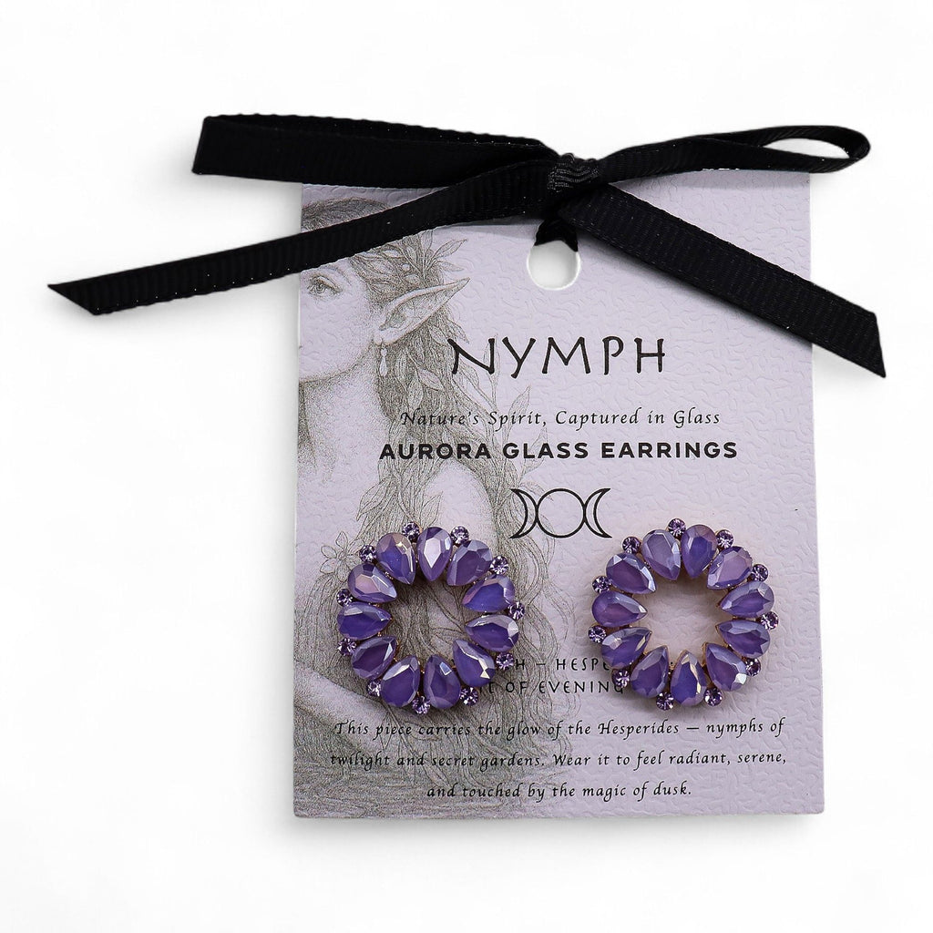 * Boucles d’oreilles anneaux en verre vintage – Lavande