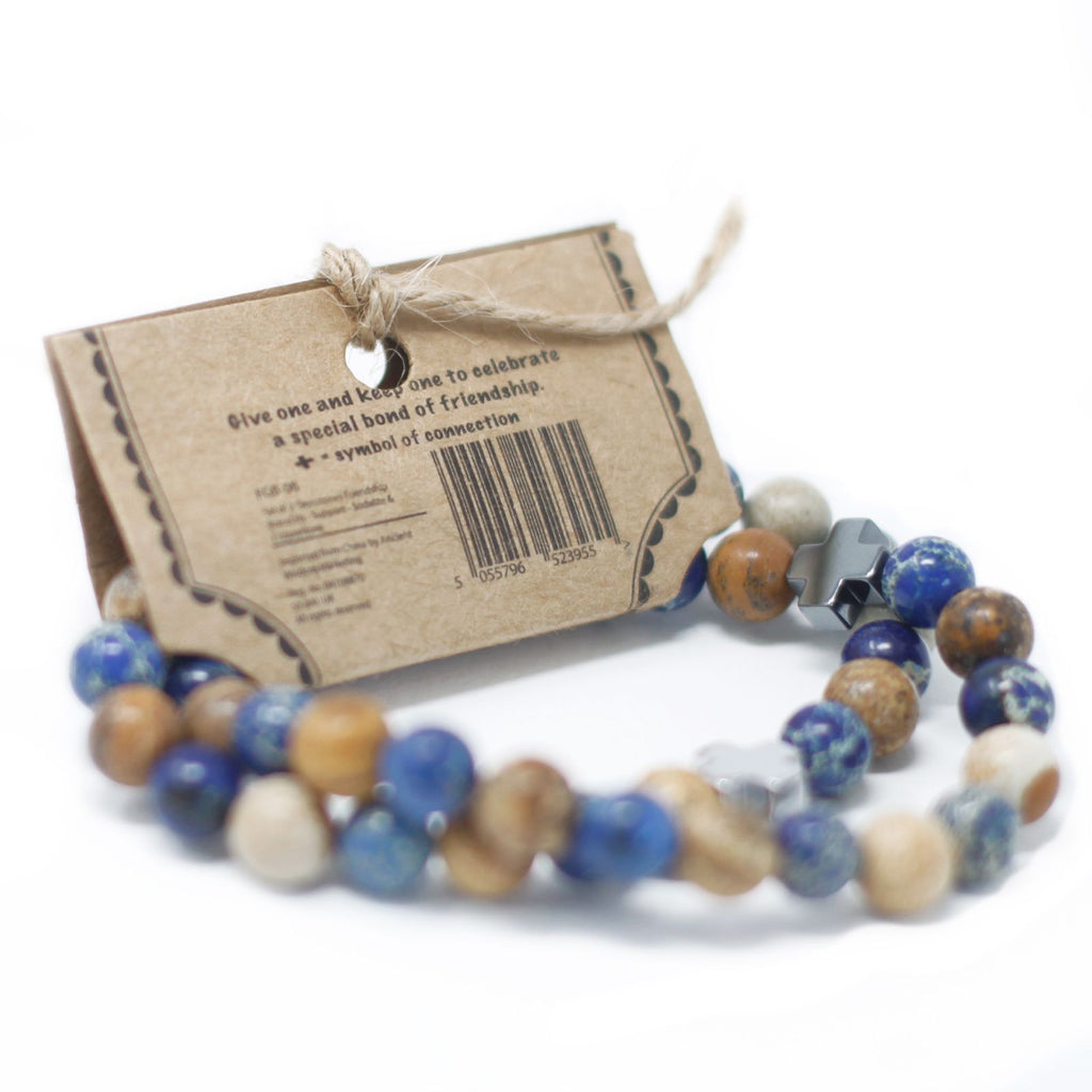 Lot de 2 bracelets d’amitié « Amour » en améthyste et quartz rose