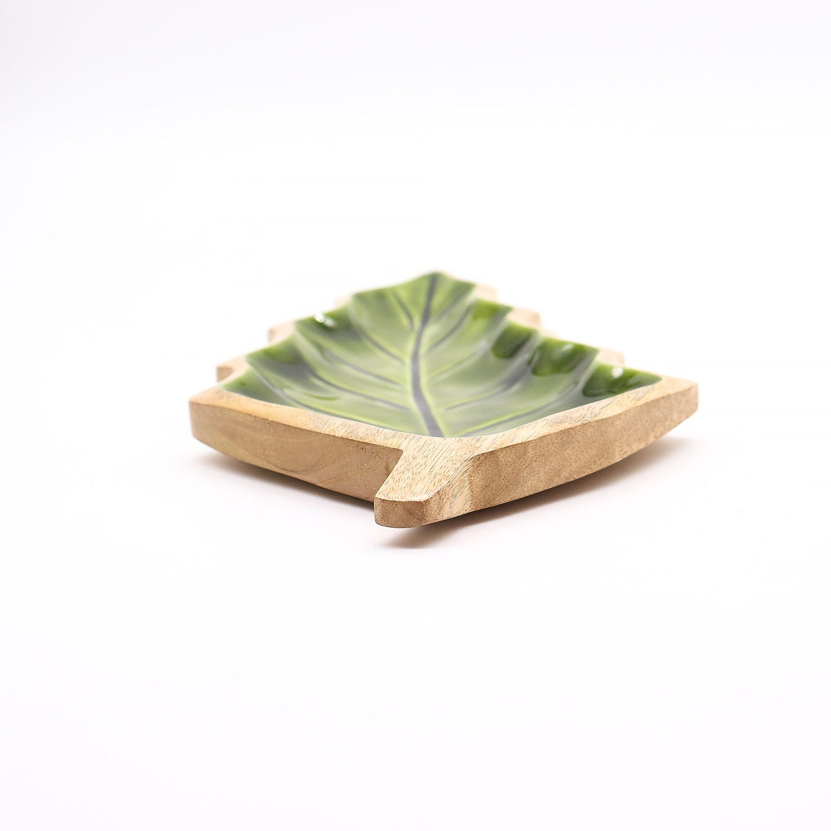 * Perdu dans la forêt – Bol en bois émaillé en forme de feuille – 33 × 17 cm
